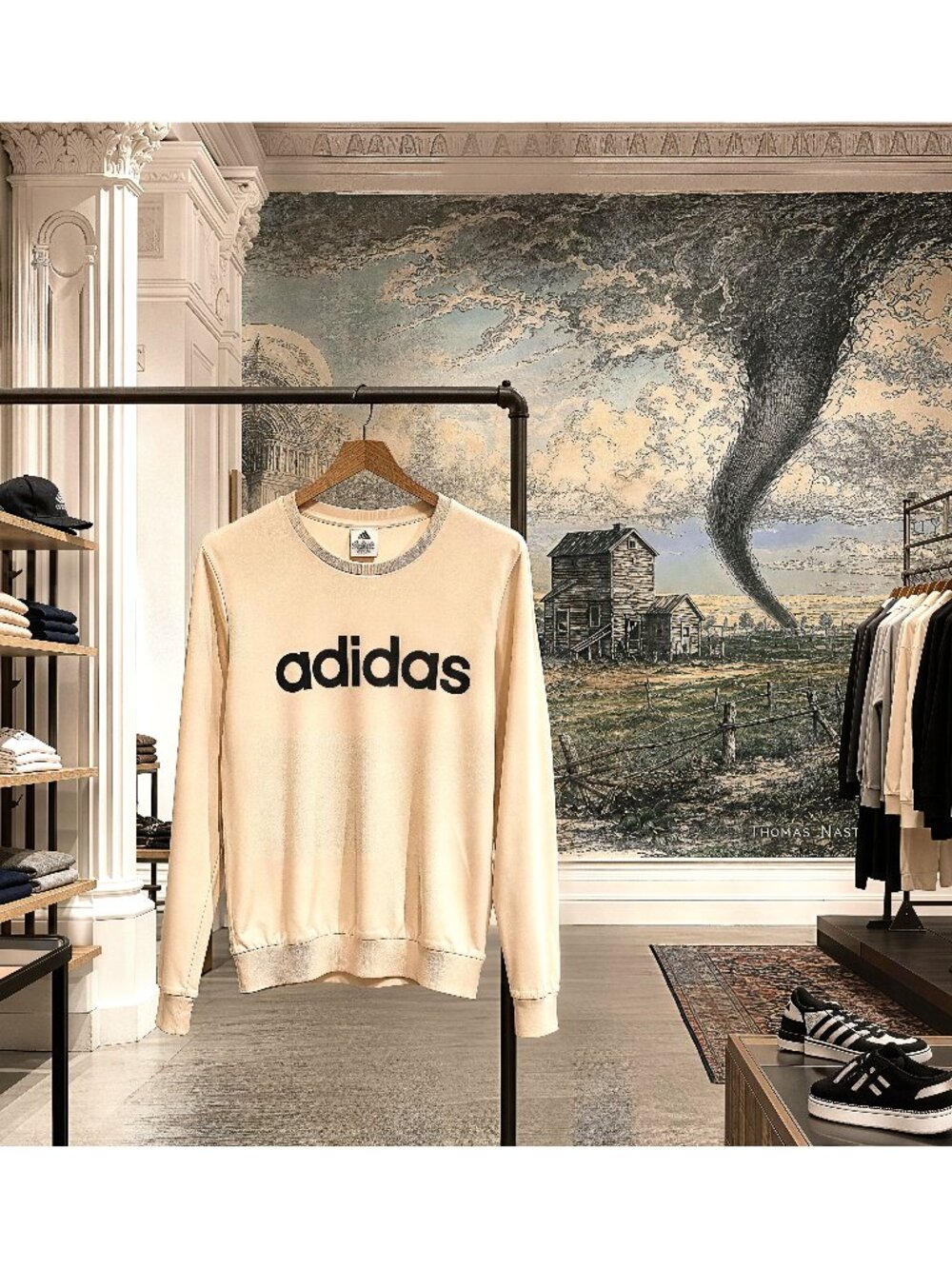 Adidas Women’s Cream Logo Crewneck Sweatshirt Size Small